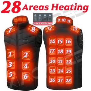 28/9 Area Heated Vest Men - Womens Electric Usb Thermal Jacket